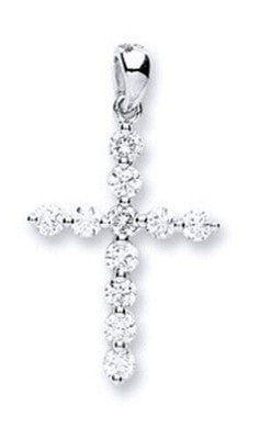 Real Diamond Cross Pendant 18ct White Gold 18" / 45cm Chain Hallmarked