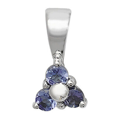 Tanzanite Pendant and Earrings Set Three Stone Trilogy 9ct White Gold Hallmarked