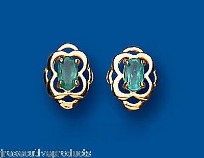 9ct Gold Emerald Celtic Stud Earrings May Birthstone Hallmarked