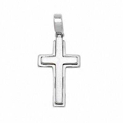 Silver Cross Pendant Necklace 925 Hallmark Raised Detail 28 x 14mm