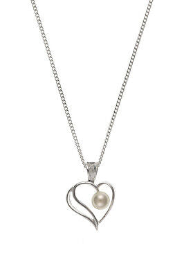 Silver Pearl Heart Pendant 925 Hallmark Necklace