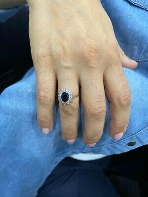 9ct Yellow Gold Sapphire Cluster Ring Engagement Fully Hallmarked