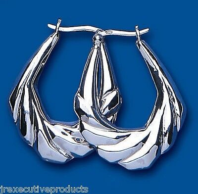 Hoop Earrings Creole Silver Hoops 38mm Twists Sterling Silver