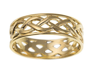 9ct Yellow Gold Gents Celtic Band Ring Fully Hallmarked
