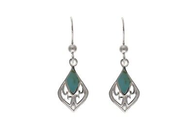 Real Turquoise Silver Earrings Drop Drops Natural Stone 925 hallmark