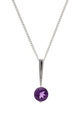 Real Amethyst Silver Pendant Necklace Solitaire Natural Stone 925 Hallmark