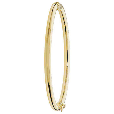 Yellow Gold Plain Bangle Ladies Hinged British Made & Hallmarked Womens Bracelet