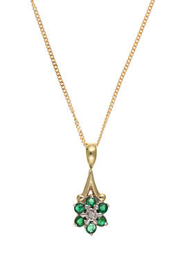 Emerald and Diamond Pendant and Earring Set Drop Earrings Yellow Gold