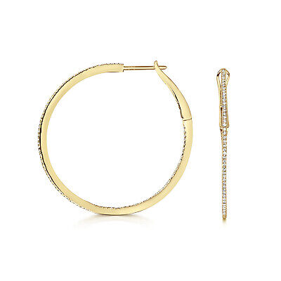 Diamond Oval Hoop Earrings 9ct Yellow Gold 0.50ctw Diamonds 34mm