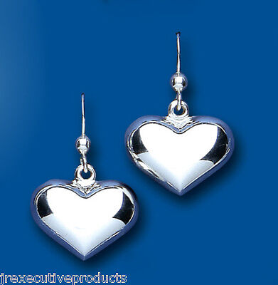Silver Plain Heart Earrings Drop Drops 25 x 16mm 925 Hallmark