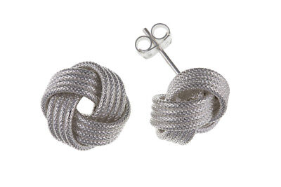 Large Silver Knot Earrings 15mm Studs 925 hallmark Stud