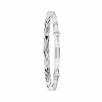 Sterling Silver Ladies Herringbone Round Bangle Expandable