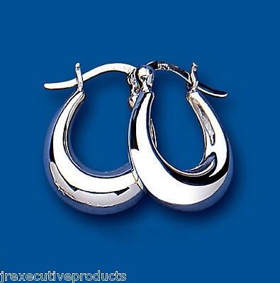 Silver Hoop Creole Earrings 22 x 17mm 925 Hallmark