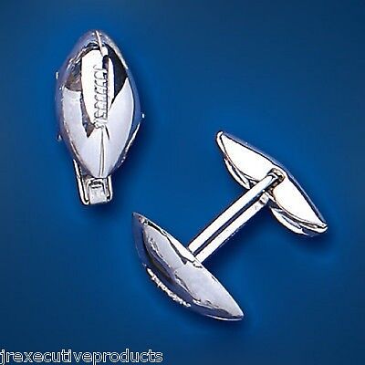 Rugby Ball Cufflinks Solid Sterling Silver