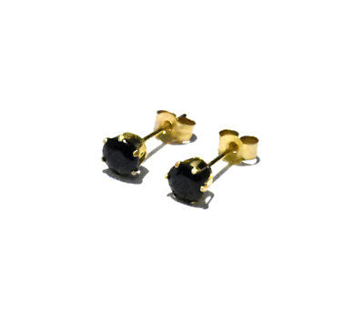 9ct Gold Sapphire Stud Earrings 4mm Solitaire Yellow Gold September Birthstone