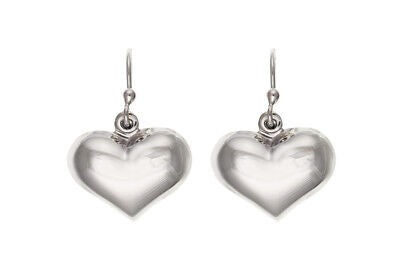 Silver Plain Heart Earrings Drop Drops 25 x 16mm 925 Hallmark