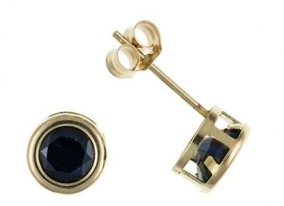 9ct Gold Sapphire Earrings Yellow Gold Solitaire September Birthstone Hallmark