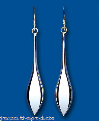 Leaf Drop Earrings Sterling Silver Drops 925 hallmark British made