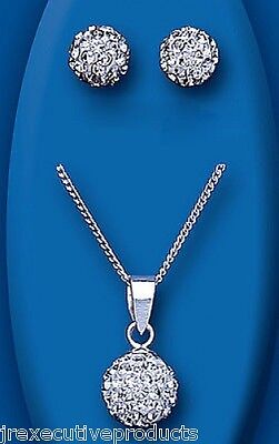 Solid Silver Crystal Set Pendant and Earrings Austrian Crystals 925 Hallmark