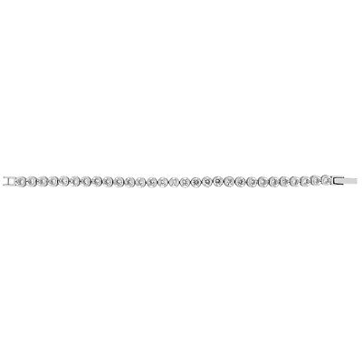 Ladies Rubover Set Gemstone Tennis Bracelet Solid Sterling Silver Hallmarked