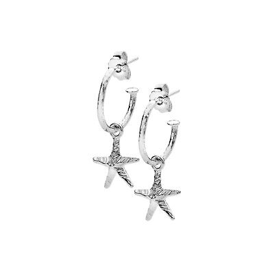 Ocean Starfish Hoop Earrings Solid Sterling Silver 925 Hallmarked Hoops
