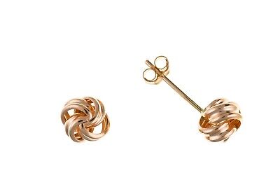 Rose Gold Knot Stud Earrings 7mm 9 Carat Studs British Made