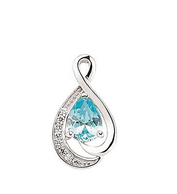 Blue Topaz Pendant Natural Blue Topaz Necklace Pear Solid Sterling Silver