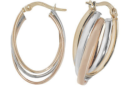 Gold Hoop Creole Earrings Hallmark Rose Yellow & White Gold Hoop Earrings 24mm