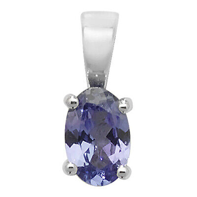 Tanzanite Pendant and Earrings Set Oval Solitaire 9ct White Gold Hallmarked