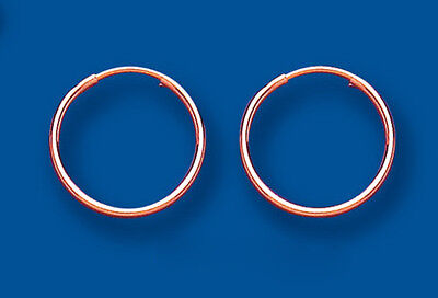Rose Gold Hoop Earrings Sleeper Hoops Red Gold Medium Weight 14mm
