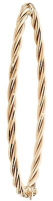 Yellow Gold Twist Bangle Ladies Hinged British Made Hallmarked Womens Bracelet