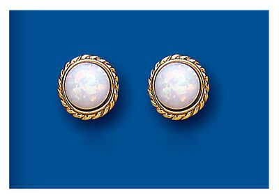 9ct Gold Opal Earrings Yellow Gold Oval Studs December Birthstone Hallmark