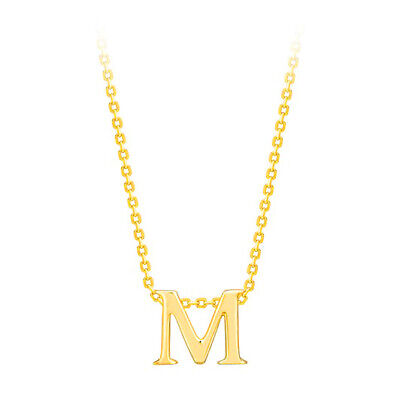 Capital M Initial Pendant 9ct Yellow Gold Ladies Complete With Gold Chain