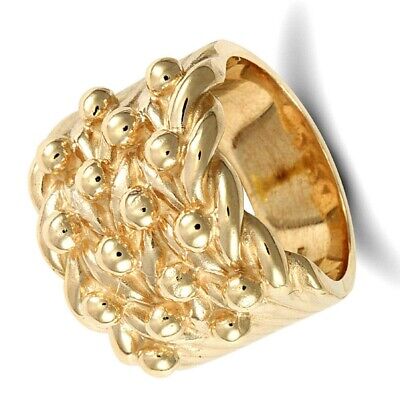 Yellow Gold Keeper Ring 4 Row Solid VERY Heavy 9 Carat Hallmark British made