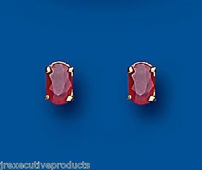 9ct Gold Ruby Stud Earrings Yellow Gold Solitaire July Birthstone Hallmark