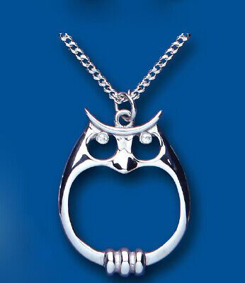 Silver Owl Pendant and Earrings Set Solid Sterling Silver 925 Hallmark 16 - 18"