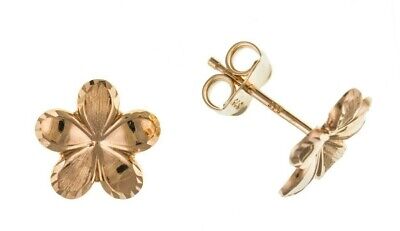 Rose Gold Flower Stud Earrings Solid 9 Carat Studs British Made