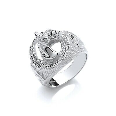 Gents Horseshoe Ring Solid Sterling Silver Hallmarked Full Hallmarked Size T - Y