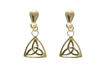 9ct Celtic Design Drop Earrings Yellow Gold Drops Dangly Hallmarked