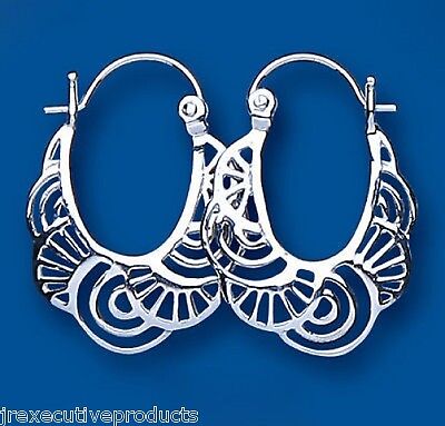 Silver Hoop Creole Earrings 925 Hallmark 23 x 18mm