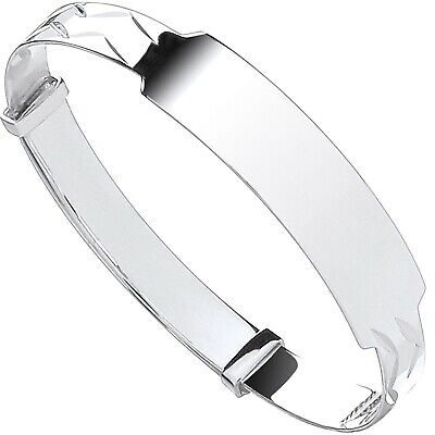 Silver Identity Baby Bangle Girls Boys Christening 925 Hallmark British Made