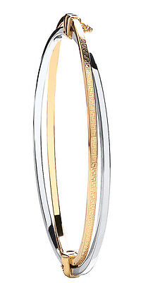 Bangle White and Yellow Gold Ladies Hinged Bracelet Two Colour Gold