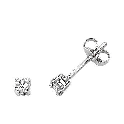 Diamond Solitaire Earrings White Gold Studs 0.20ct Real Diamond Studs