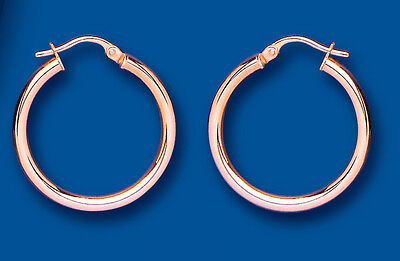 Rose Gold Hoop Earrings Red Gold Creole Hoops Plain 25mm hallmarked