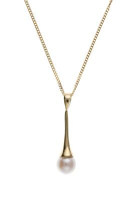 Cultured Freshwater Pearl Pendant Yellow Gold Hallmarked 18" Chain British Made