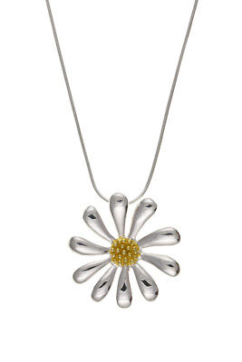 Sterling Silver Flower Set Pendant and Drop Earrings Statement Gold detail