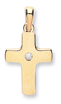 Gold Cross Pendant Yellow Gold Cross with Simulated Diamond