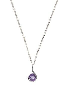Real Amethyst Silver Pendant Necklace Solitaire 18" Chain 925 Hallmark