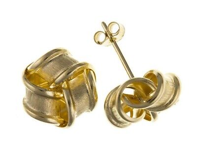 Yellow Gold Knot Stud Earrings Solid 9 Carat Studs 8mm British Made