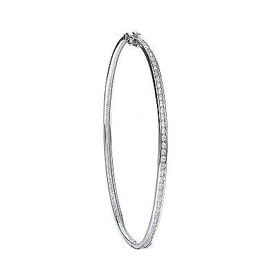 9ct White Gold 3mm Ladies Bangle Channel Set Fully Hallmarked